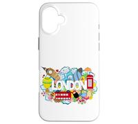 Cool London Doodles Graphic Animes, London Graffiti Colors Carcasa para iPhone 16 Plus