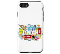 Cool London Doodles Graphic Animes, London Graffiti Colors Carcasa para iPhone SE (2020) / 7/8