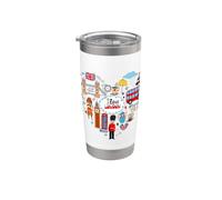 Cool London Doodles, I Love London Vibes, London Landmarks Vaso térmico de acero inoxidable de doble pared