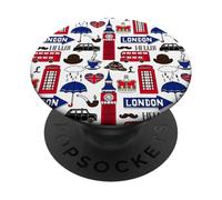 Cool London England Landmarks Illustration Graphic Doodles PopSockets PopGrip Adhesivo