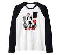 Cool London UK Guard Illustration Cartoon Graphic Designs Camiseta Manga Raglan