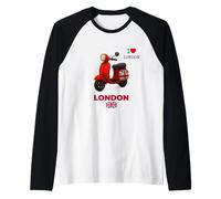 Cool London UK Scooter Illustration Novelty Graphic Designs Camiseta Manga Raglan