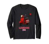 Cool London UK Scooter Illustration Novelty Graphic Designs Manga Larga