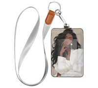 Cool Long Hair Cruise Essentials - Soporte para tarjetas de identificación de trabajo para mujeres con cordón para tarjetas de nombre, tarjetas de barco, viajes y vacaciones