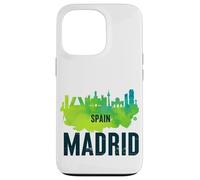 Cool Madrid Spain Splash Water Color Skyline Graphic Design Carcasa para iPhone 13 Pro