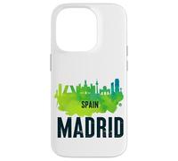 Cool Madrid Spain Splash Water Color Skyline Graphic Design Carcasa para iPhone 14 Pro