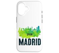 Cool Madrid Spain Splash Water Color Skyline Graphic Design Carcasa para iPhone 16
