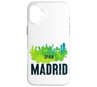 Cool Madrid Spain Splash Water Color Skyline Graphic Design Carcasa para iPhone 16 Plus