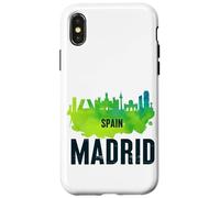 Cool Madrid Spain Splash Water Color Skyline Graphic Design Carcasa para iPhone X/XS