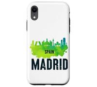 Cool Madrid Spain Splash Water Color Skyline Graphic Design Carcasa para iPhone XR