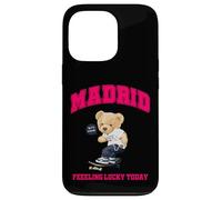 Cool Madrid Spain Teddy Bear Illustration Graphic Cartoon Carcasa para iPhone 13 Pro