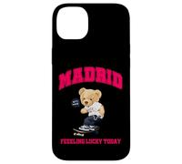 Cool Madrid Spain Teddy Bear Illustration Graphic Cartoon Carcasa para iPhone 14 Plus