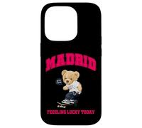 Cool Madrid Spain Teddy Bear Illustration Graphic Cartoon Carcasa para iPhone 14 Pro