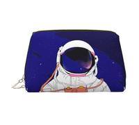 Cool Man in Outer Space - Bolsa de maquillaje de piel con diseño de galaxia, organizador de viaje