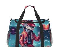 Cool Man in Outer Space - Bolsa de viaje con estampado de galaxia, bolsa de fin de semana, bolsa de gimnasio, bolsa de noche, artículos esenciales de viaje para mujeres y hombres, Black, Talla única