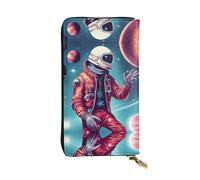 Cool Man in Outer Space - Cartera larga de piel con estampado de galaxia para mujer, moderna y ligera, impermeable, color negro, talla única