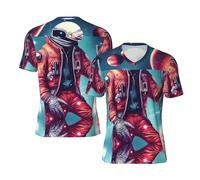 Cool Man in Outer Space Galaxy - Camiseta deportiva para hombre, cuello en V, manga corta, ajuste holgado, Negro, XXL