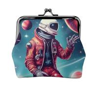 Cool Man in Outer Space Galaxy - Cartera de piel sintética de microfibra impresa con cierre de beso para organizar el cambio de llaves del lápiz labial