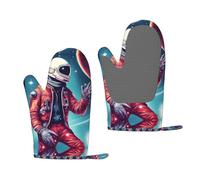 Cool Man in Outer Space Galaxy - Manoplas antideslizantes para hornear, protector de mano profesional para barbacoa, accesorios de cocina