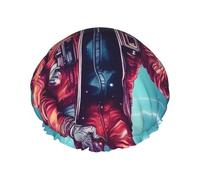 Cool Man in Outer Space - Gorro de ducha con estampado de galaxia para mujer, reutilizable, impermeable, gorro de baño de secado rápido