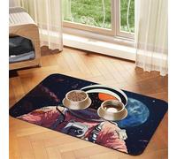 Cool Man in Outer Space - Tapete de alimentación para mascotas, 30 x 45 cm, tapete absorbente para comida y agua, de piel sintética, impermeable, de secado rápido, sin manchas