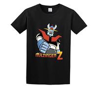 Cool Mazinger Z Robot Anime High Street Vaporwave Fashion Mens Cotton Short Sleeved Shirts, Negro , 3XL