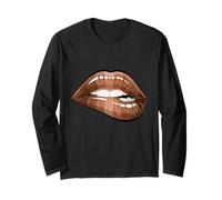 Cool Melanin Girl Lips Graphic Tees, Black Girls Magic Style Manga Larga