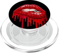 Cool Men's Women's Bold Red Biting Lips Graphic Short Sleeve PopSockets PopGrip para MagSafe