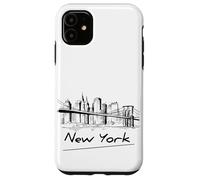 Cool Men's Women's Kids New York City Skyline Sketch Drawing Carcasa para iPhone 11