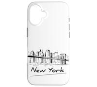 Cool Men's Women's Kids New York City Skyline Sketch Drawing Carcasa para iPhone 16