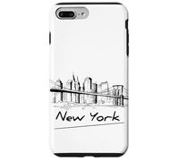 Cool Men's Women's Kids New York City Skyline Sketch Drawing Carcasa para iPhone 7 Plus/8 Plus