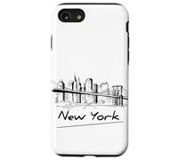 Cool Men's Women's Kids New York City Skyline Sketch Drawing Carcasa para iPhone SE (2020) / 7/8