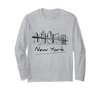 Cool Men's Women's Kids New York City Skyline Sketch Drawing Manga Larga
