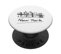 Cool Men's Women's Kids New York City Skyline Sketch Drawing PopSockets PopGrip Adhesivo