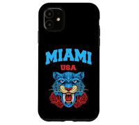 Cool Miami Beach with Floral Wild Tiger Illustration Graphic Carcasa para iPhone 11