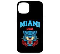 Cool Miami Beach with Floral Wild Tiger Illustration Graphic Carcasa para iPhone 13