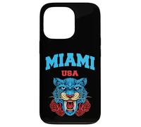 Cool Miami Beach with Floral Wild Tiger Illustration Graphic Carcasa para iPhone 13 Pro