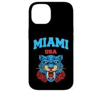 Cool Miami Beach with Floral Wild Tiger Illustration Graphic Carcasa para iPhone 14