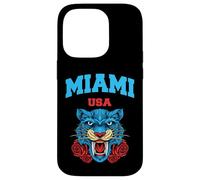 Cool Miami Beach with Floral Wild Tiger Illustration Graphic Carcasa para iPhone 14 Pro