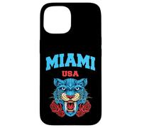 Cool Miami Beach with Floral Wild Tiger Illustration Graphic Carcasa para iPhone 15