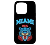 Cool Miami Beach with Floral Wild Tiger Illustration Graphic Carcasa para iPhone 15 Pro