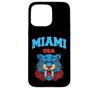 Cool Miami Beach with Floral Wild Tiger Illustration Graphic Carcasa para iPhone 15 Pro MAX