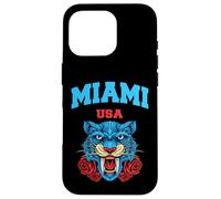 Cool Miami Beach with Floral Wild Tiger Illustration Graphic Carcasa para iPhone 16 Pro