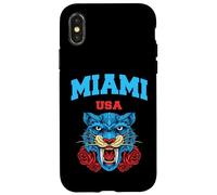 Cool Miami Beach with Floral Wild Tiger Illustration Graphic Carcasa para iPhone X/XS