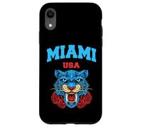 Cool Miami Beach with Floral Wild Tiger Illustration Graphic Carcasa para iPhone XR