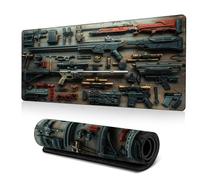 Cool Military Weapon Build Weapon Parts Display Large Gaming Mouse Pad, Computer Desktop Keyboard and Mouse Pad Cushion (E,15.7 × 35.4 Inches)