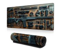 Cool Military Weapon Build Weapon Parts Display Large Gaming Mouse Pad, Desk Mat for Keyboard and Mousepad, Computer Office Supplies Accessories for Table Decors (E,15.7 * 31.5in Thick 3mm)