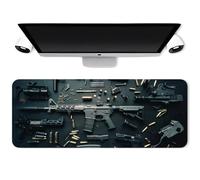 Cool Military Weapon Build Weapon Parts Display Large Gaming Mouse Pad, Military Parts Mouse Pad, with Non-Slip Rubber, for Laptop & Desktop Use (Style A,40 × 90 cm)