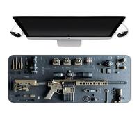 Cool Military Weapon Build Weapon Parts Display Large Gaming Mouse Pad, Military Parts Mouse Pad, with Non-Slip Rubber, for Laptop & Desktop Use (Style D,40 × 90 cm)