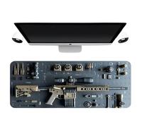 Cool Military Weapon Build Weapon Parts Display Large Gaming Mouse Pad, Military Weapon Parts Design XXL Gaming Mouse Pad, for Laptop & Desktop Use with Non-Slip Rubber (4#,15.7 * 35.4 Inches)